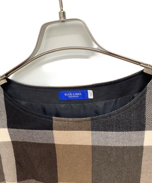 BLUE LABEL CRESTBRIDGE（ブルーレーベルクレストブリッジ）BLUE LABEL CRESTBRIDGE (ブルーレーベルクレストブリッジ) 半袖ワンピース ブラウン×ブラック サイズ:36の古着・服飾アイテム