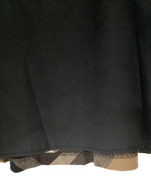 BLUE LABEL CRESTBRIDGE（ブルーレーベルクレストブリッジ）BLUE LABEL CRESTBRIDGE (ブルーレーベルクレストブリッジ) 半袖ワンピース ブラウン×ブラック サイズ:36の古着・服飾アイテム