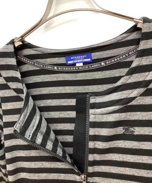 BURBERRY BLUE LABEL（バーバリー ブルー レーベル）BURBERRY BLUE LABEL (バーバリーロンドンブルーレーベル) 七分丈ワンピース グレー×ブラック サイズ:38の古着・服飾アイテム