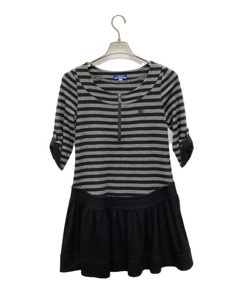 BURBERRY BLUE LABEL（バーバリー ブルー レーベル）BURBERRY BLUE LABEL (バーバリーロンドンブルーレーベル) 七分丈ワンピース グレー×ブラック サイズ:38の古着・服飾アイテム