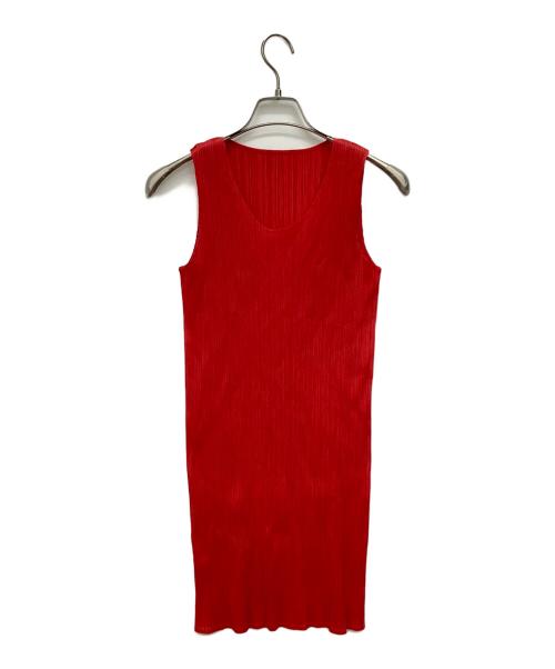 PLEATS PLEASE（プリーツプリーズ）PLEATS PLEASE (プリーツプリーズ) ノースリーブワンピース レッド サイズ:2の古着・服飾アイテム