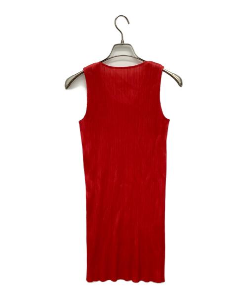 PLEATS PLEASE（プリーツプリーズ）PLEATS PLEASE (プリーツプリーズ) ノースリーブワンピース レッド サイズ:2の古着・服飾アイテム