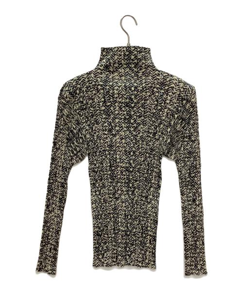 PLEATS PLEASE（プリーツプリーズ）PLEATS PLEASE (プリーツプリーズ) タートルネックブラウス ブラック×ベージュ サイズ:3の古着・服飾アイテム