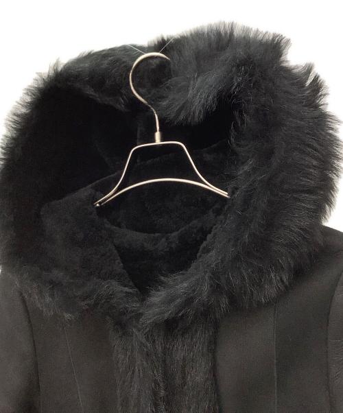 DKNY（ダナキャランニューヨーク）DKNY (ダナキャランニューヨーク) ムートンロングコート ブラック サイズ:6の古着・服飾アイテム