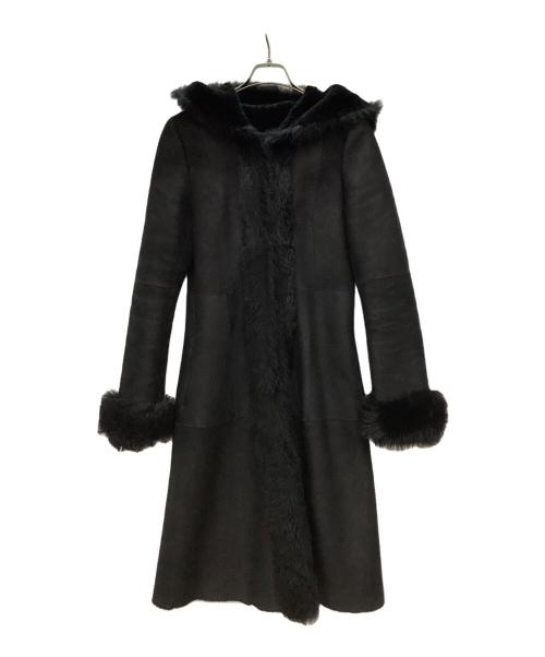 DKNY（ダナキャランニューヨーク）DKNY (ダナキャランニューヨーク) ムートンロングコート ブラック サイズ:6の古着・服飾アイテム