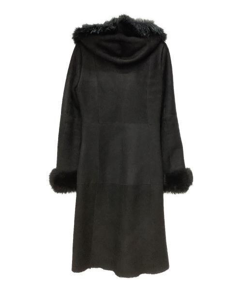 DKNY（ダナキャランニューヨーク）DKNY (ダナキャランニューヨーク) ムートンロングコート ブラック サイズ:6の古着・服飾アイテム