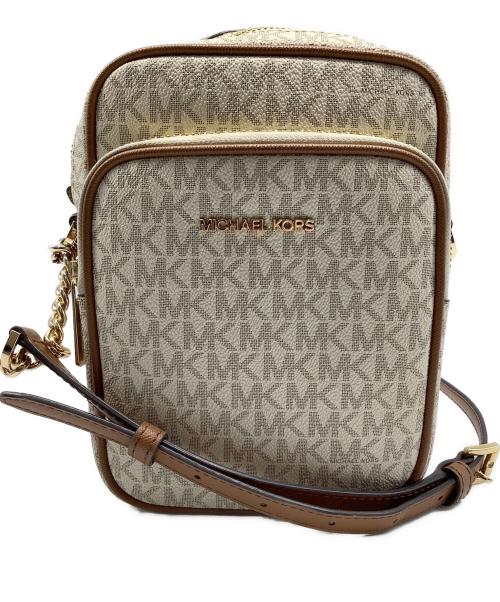 MICHAEL KORS（マイケル・コース）MICHAEL KORS (マイケルコース) ショルダーバッグ アイボリー×ブラウンの古着・服飾アイテム