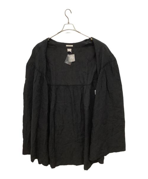 TSUHARU by samansa Mos2（ツハル バイ サマンサモスモス）TSUHARU by samansa Mos2 (ツハル バイ サマンサモスモス) アルファベット刺繍リネン前開きワンピース ブラック サイズ:F 未使用品の古着・服飾アイテム