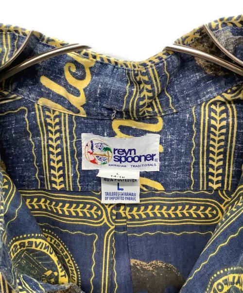 reyn spooner（レイン スプナー）reyn spooner (レイン スプナー) 90’ｓ半袖シャツ ネイビー×イエロー サイズ:Lの古着・服飾アイテム
