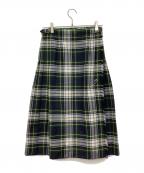 O'NEIL OF DUBLINオニールオブダブリン）の古着「ウールチェックスカート」｜グリーン
