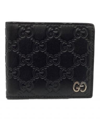 【Re.love craftsショップ 】GUCCI 二つ折り財布 中古・古着通販】GUCCI (グッチ) 2つ折り財布 グッチシマ ブラック