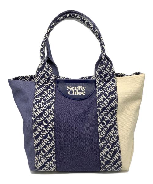 SEE BY CHLOE（シーバイクロエ）SEE BY CHLOE (シーバイクロエ) トートバッグ ネイビー×アイボリーの古着・服飾アイテム