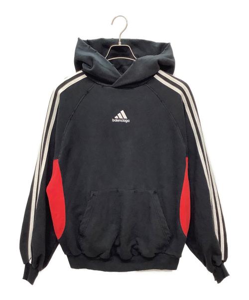 BALENCIAGA（バレンシアガ）BALENCIAGA (バレンシアガ) adidas (アディダス) ダメージ加工パーカー ブラック サイズ:Mの古着・服飾アイテム
