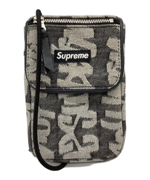 SUPREME（シュプリーム）SUPREME (シュプリーム) Fat Tip Jacquard Denim Neck Pouch グレー×ブラックの古着・服飾アイテム