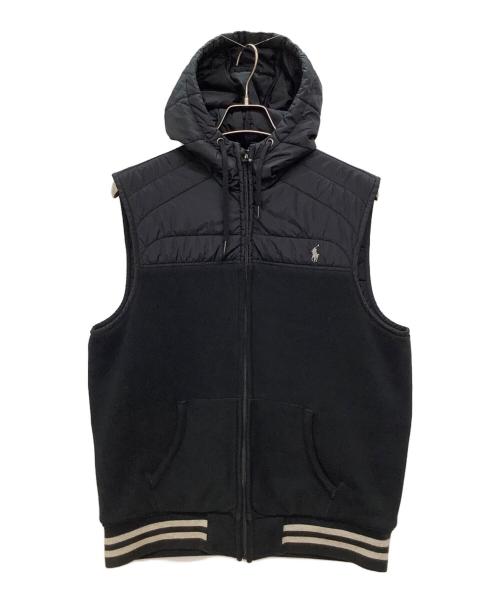 POLO RALPH LAUREN（ポロ・ラルフローレン）POLO RALPH LAUREN (ポロ・ラルフローレン) 中綿切替フーディベスト ブラック サイズ:Lの古着・服飾アイテム