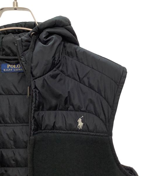 POLO RALPH LAUREN（ポロ・ラルフローレン）POLO RALPH LAUREN (ポロ・ラルフローレン) 中綿切替フーディベスト ブラック サイズ:Lの古着・服飾アイテム