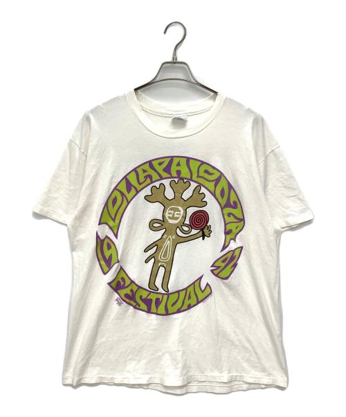 Hanes（ヘインズ）Hanes (ヘインズ) 1992年 LOLLAPALOOZA プリントTシャツ ホワイト×パープル サイズ:XL 46-48の古着・服飾アイテム