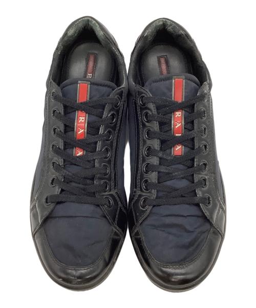 PRADA（プラダ）PRADA (プラダ) レザースニーカー ブラック サイズ:7 1/2の古着・服飾アイテム