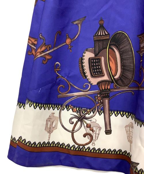 Pinky & Dianne（ピンキーアンドダイアン）Pinky & Dianne (ピンキーアンドダイアン) 冨張愛コラボ ニットコンビプリントワンピース ブルー×ブラウン サイズ:38の古着・服飾アイテム