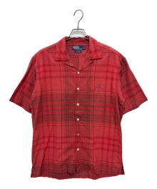 POLO RALPH LAUREN（ポロ・ラルフローレン）の古着「90s CALDWELL コットン オープンカラー 半袖シャツ」｜レッド
