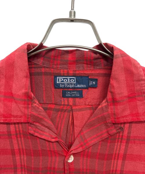 POLO RALPH LAUREN（ポロ・ラルフローレン）POLO RALPH LAUREN (ポロ・ラルフローレン) 90s CALDWELL コットン オープンカラー 半袖シャツ レッド サイズ:Mの古着・服飾アイテム