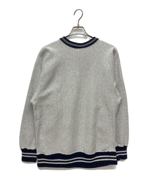 Champion（チャンピオン）Champion (チャンピオン) 90s USA製 reverse weave スクリプトロゴ リブライン スウェット グレー×ネイビー サイズ:Lの古着・服飾アイテム