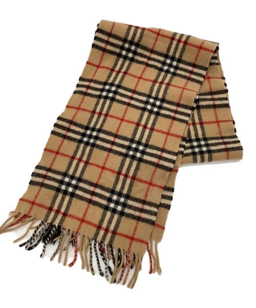 Burberry's（バーバリー）Burberry's (バーバリーズ) ノバチェックマフラー ベージュ×レッドの古着・服飾アイテム