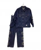 CIAOPANIC×HELLO.SANFRANCISCOチャオパニック×ハロー サンフランシスコ）の古着「フラワーカットアウトデニムジャケット+フラワーカットアウトデニムパンツ」｜インディゴ