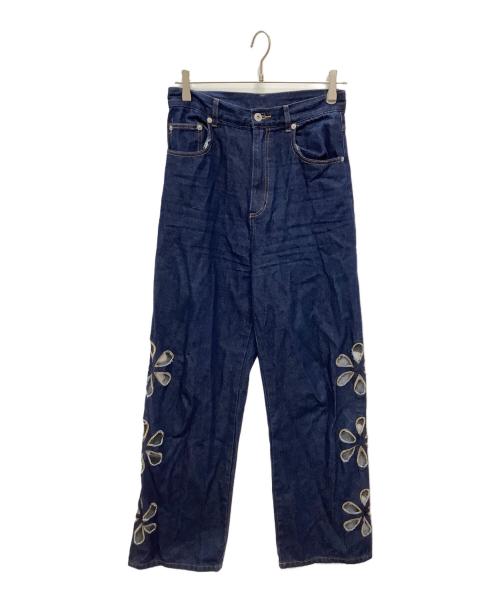 CIAOPANIC（チャオパニック）CIAOPANIC (チャオパニック) HELLO.SANFRANCISCO (ハロー サンフランシスコ) フラワーカットアウトデニムジャケット+フラワーカットアウトデニムパンツ インディゴ サイズ:ONE SIZE/パンツMサイズの古着・服飾アイテム