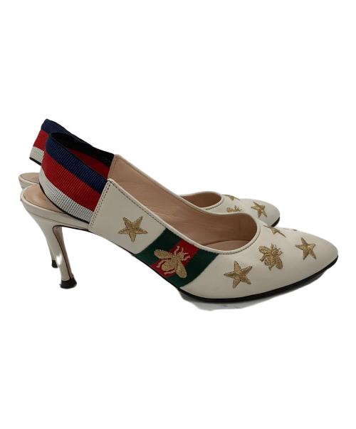 GUCCI（グッチ）GUCCI (グッチ) ヒールパンプス ホワイト サイズ:23.5の古着・服飾アイテム