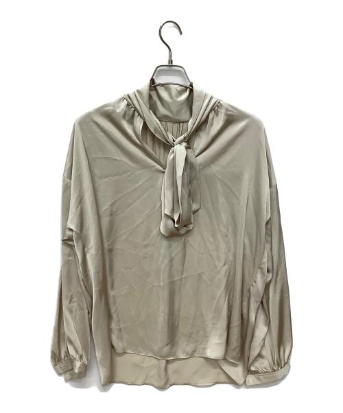 Whim Gazette（ウィムガゼット）Whim Gazette (ウィムガゼット) 長袖ブラウス　サテンボウタイブラウス ベージュ サイズ:Fの古着・服飾アイテム