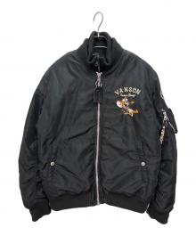 VANSON×Tom&Jerry（バンソン×トムトジェリー）の古着「TOM AND JERRY パッチ MA-1ジャケット」｜ブラック