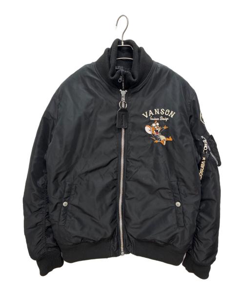 VANSON（バンソン）VANSON (バンソン) tom&jerry (トムトジェリー) TOM AND JERRY パッチ MA-1ジャケット ブラック サイズ:XXLの古着・服飾アイテム