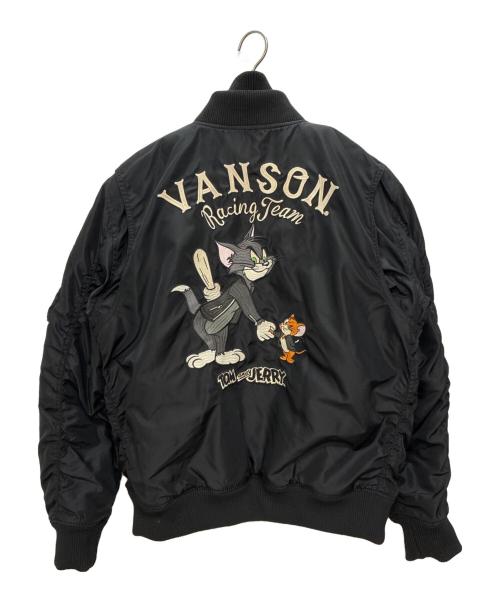 VANSON（バンソン）VANSON (バンソン) tom&jerry (トムトジェリー) TOM AND JERRY パッチ MA-1ジャケット ブラック サイズ:XXLの古着・服飾アイテム
