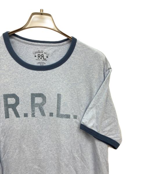 RRL（ダブルアールエル）RRL (ダブルアールエル) ロゴジャージーリンガーTシャツ ブルー サイズ:XXLの古着・服飾アイテム