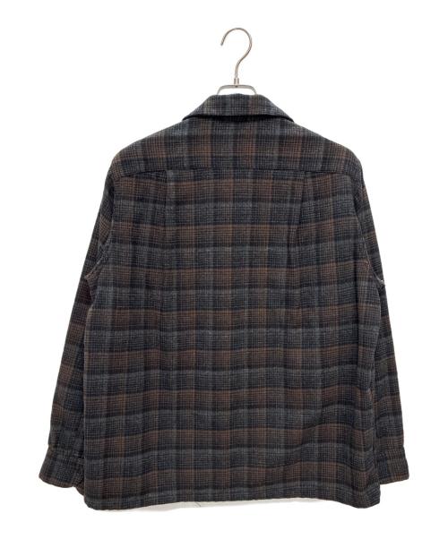 PENDLETON（ペンドルトン）PENDLETON (ペンドルトン) 50s ボードシャツ ウール オープンカラーシャツ ブラウン×ブラック サイズ:Lの古着・服飾アイテム