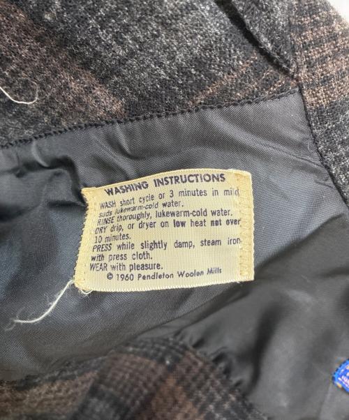 PENDLETON（ペンドルトン）PENDLETON (ペンドルトン) 50s ボードシャツ ウール オープンカラーシャツ ブラウン×ブラック サイズ:Lの古着・服飾アイテム