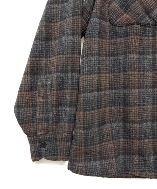 PENDLETON（ペンドルトン）PENDLETON (ペンドルトン) 50s ボードシャツ ウール オープンカラーシャツ ブラウン×ブラック サイズ:Lの古着・服飾アイテム