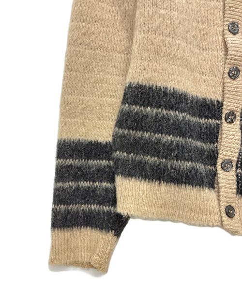 WELGRUME（ウェルグラム）WELGRUME (ウェルグラム) 60s ウール モヘアカーディガン ベージュ×ブラック サイズ:Sの古着・服飾アイテム