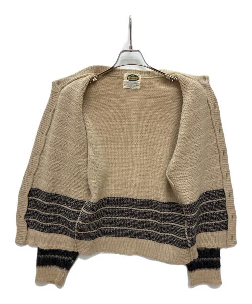 WELGRUME（ウェルグラム）WELGRUME (ウェルグラム) 60s ウール モヘアカーディガン ベージュ×ブラック サイズ:Sの古着・服飾アイテム