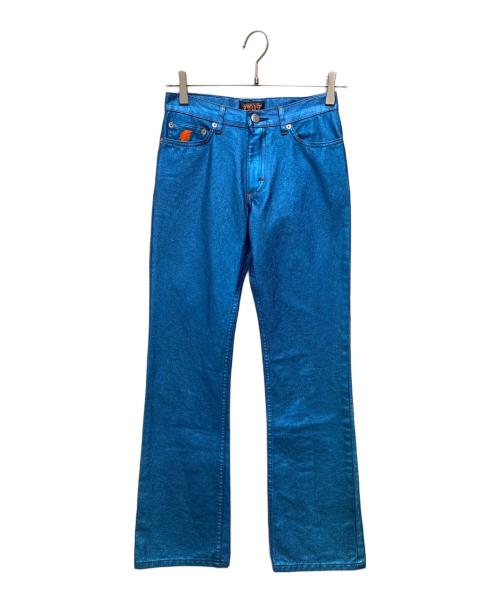 W.&L.T（ウォルト）W.&L.T (ウォルト) コーティング フレアパンツ ブルー サイズ:26の古着・服飾アイテム