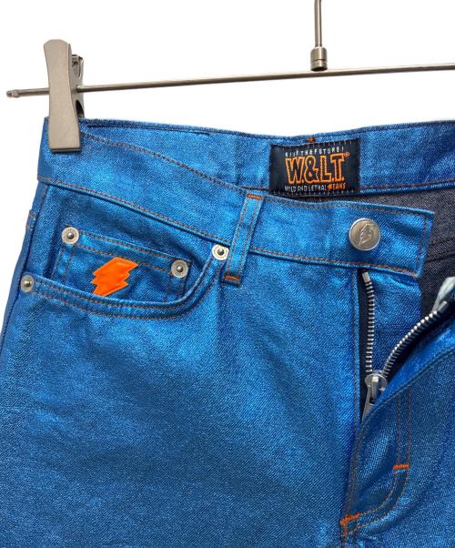 W.&L.T（ウォルト）W.&L.T (ウォルト) コーティング フレアパンツ ブルー サイズ:26の古着・服飾アイテム