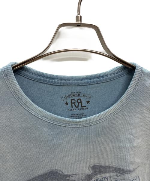 RRL（ダブルアールエル）RRL (ダブルアールエル) Distressed Jersey Graphic T-Shirt - Washed Indigo ブルー サイズ:XXLの古着・服飾アイテム