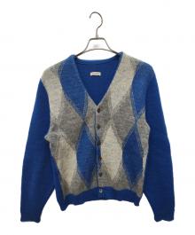 VINTAGE（ヴィンテージ）の古着「モヘア混 アーガイル カーディガン」｜ブルー×グレー