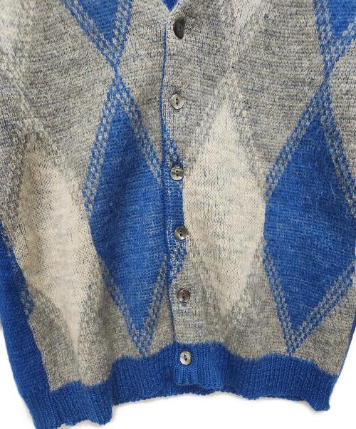 VINTAGE（ヴィンテージ）VINTAGE (ヴィンテージ) モヘア混 アーガイル カーディガン ブルー×グレー サイズ:表記無しの古着・服飾アイテム