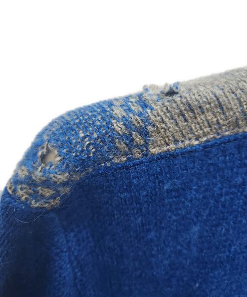 VINTAGE（ヴィンテージ）VINTAGE (ヴィンテージ) モヘア混 アーガイル カーディガン ブルー×グレー サイズ:表記無しの古着・服飾アイテム
