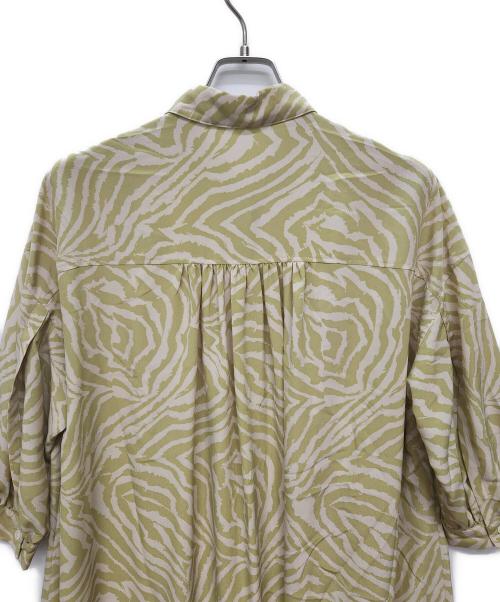 NOLLEY'S（ノーリーズ）NOLLEY'S (ノーリーズ) 長袖ワンピース ベージュ×グリーン サイズ:Fの古着・服飾アイテム