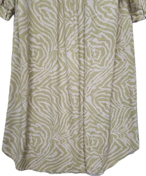 NOLLEY'S（ノーリーズ）NOLLEY'S (ノーリーズ) 長袖ワンピース ベージュ×グリーン サイズ:Fの古着・服飾アイテム