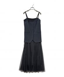 COCODEAL（ココディール）の古着「キャミジレチュールレイヤーワンピース」｜チャコールグレー