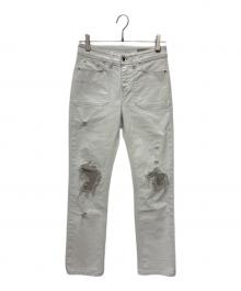 DIESEL（ディーゼル）の古着「REEN-PATCH ダメージ加工ジーンズ」｜ホワイト